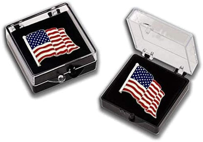 Authentic Silver American Flag Pin Unisex Lapel for Men Women Patriotic Design USA (1)