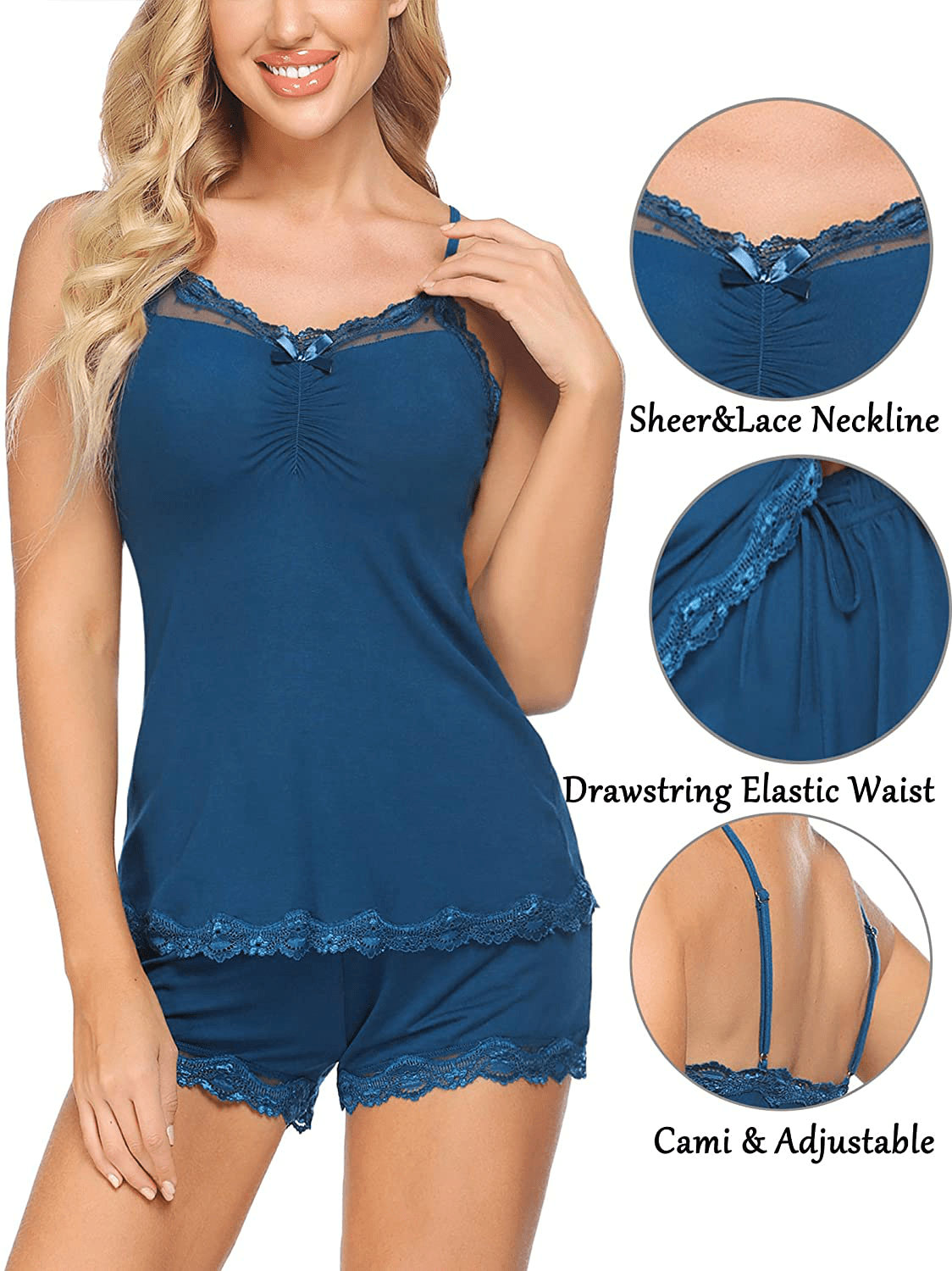 Avidlove Sexy Pajamas for Women Lace Cami PJ Set Two Piece Sleep Set with Shorts Apparel & Accessories > Clothing > Sleepwear & Loungewear Kylie Max   