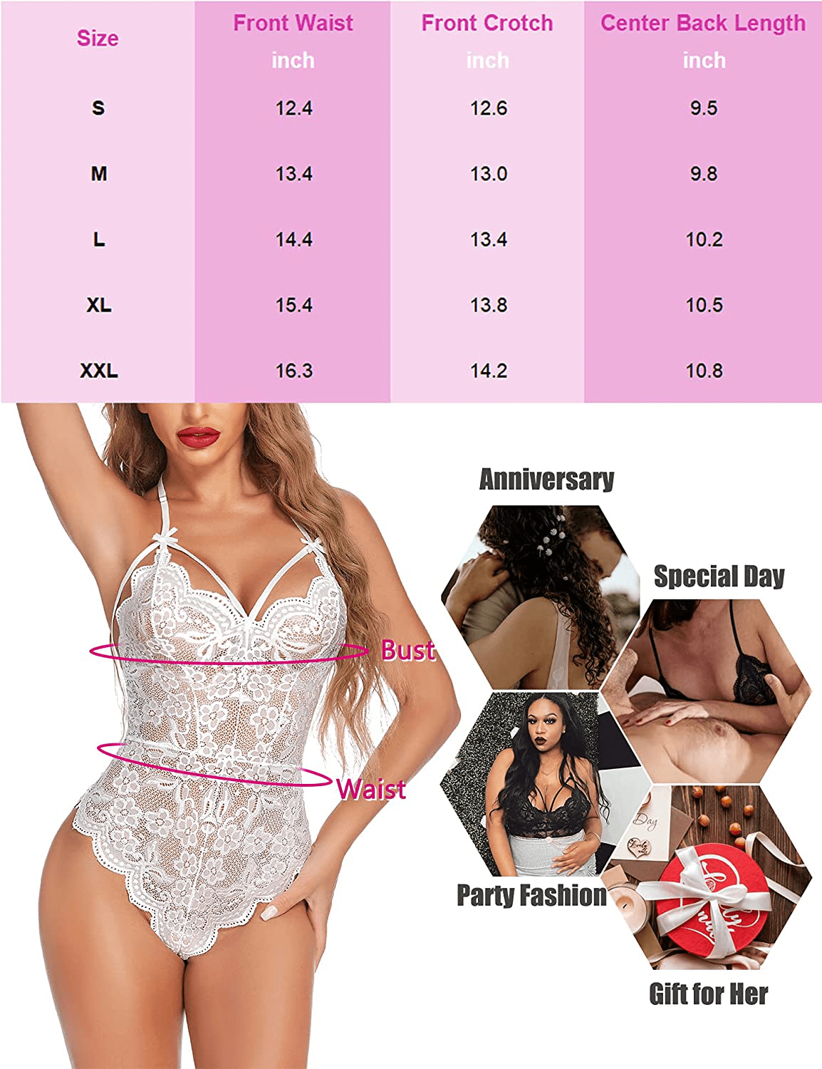 Avidlove Teddy Lingerie for Women Snap Crotch Lace Bodysuit Strappy One Piece Babydoll Apparel & Accessories > Clothing > Underwear & Socks > Lingerie Avidlove   