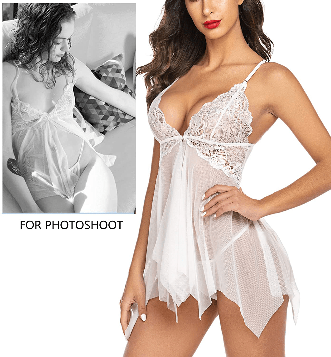 Avidlove Women Lace Lingerie Front Closure Babydoll V Neck Nightwear Sexy Chemise Nightie Apparel & Accessories > Clothing > Underwear & Socks > Lingerie Kylie Max   