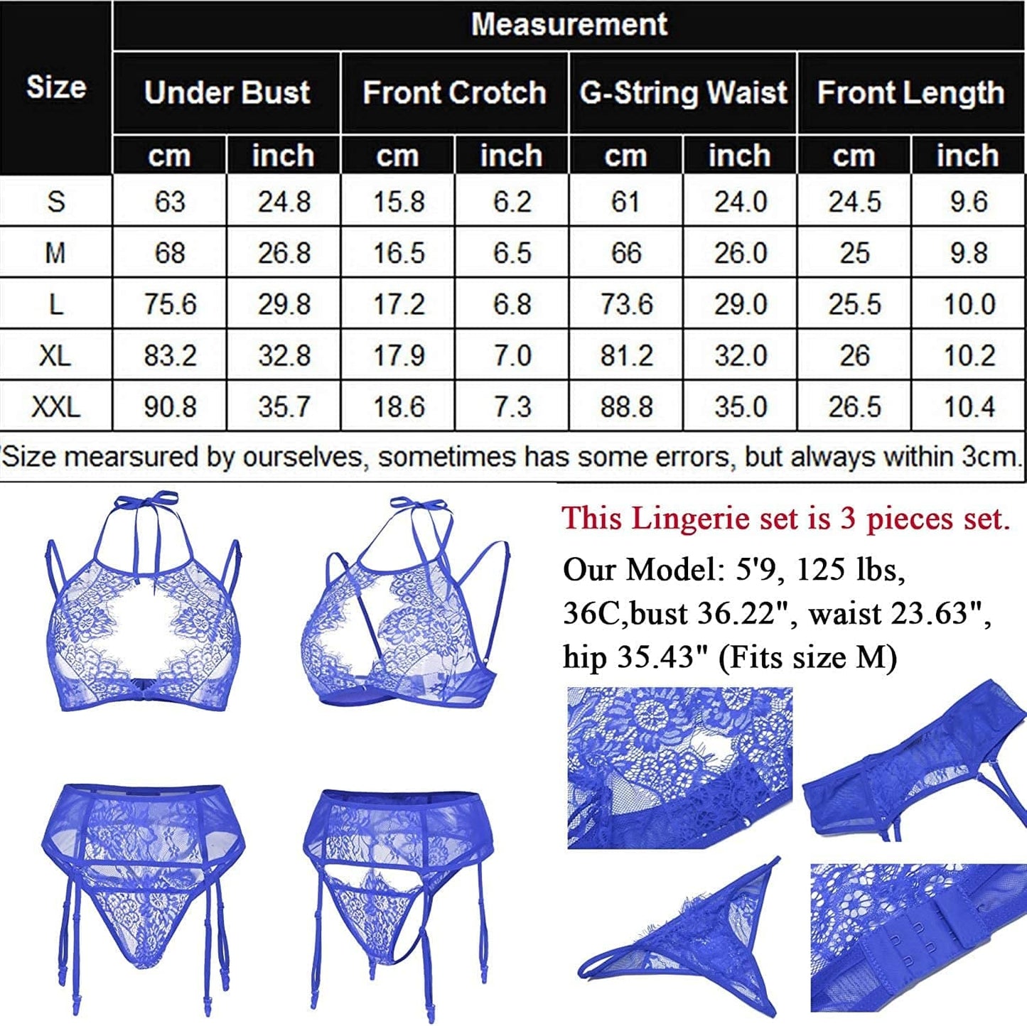 Avidlove Women Lace Lingerie Set with Garter Belts Lace Teddy Babydoll Bodysuit (NO Stockings)