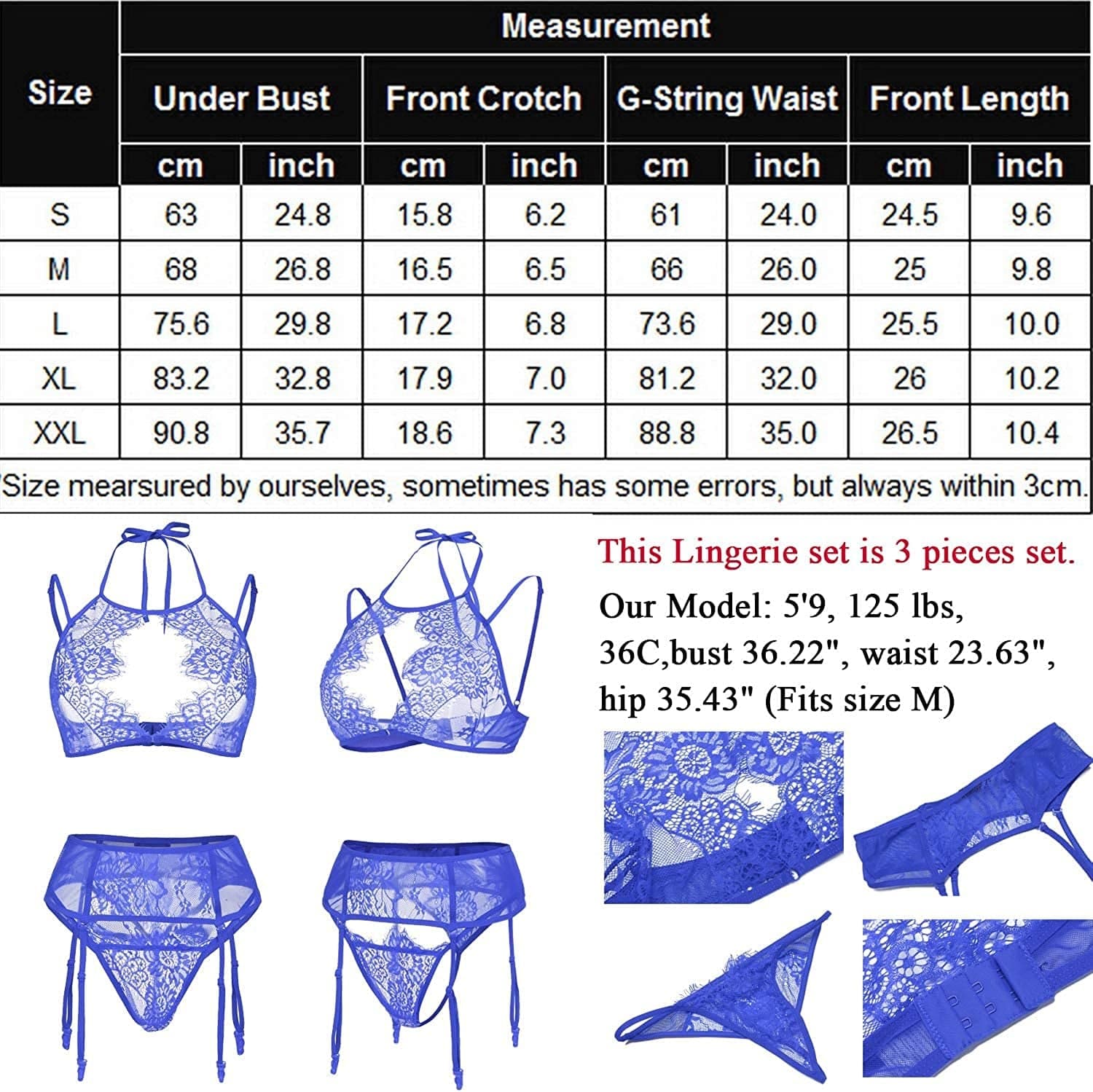 Avidlove Women Lace Lingerie Set with Garter Belts Lace Teddy Babydoll Bodysuit (NO Stockings)