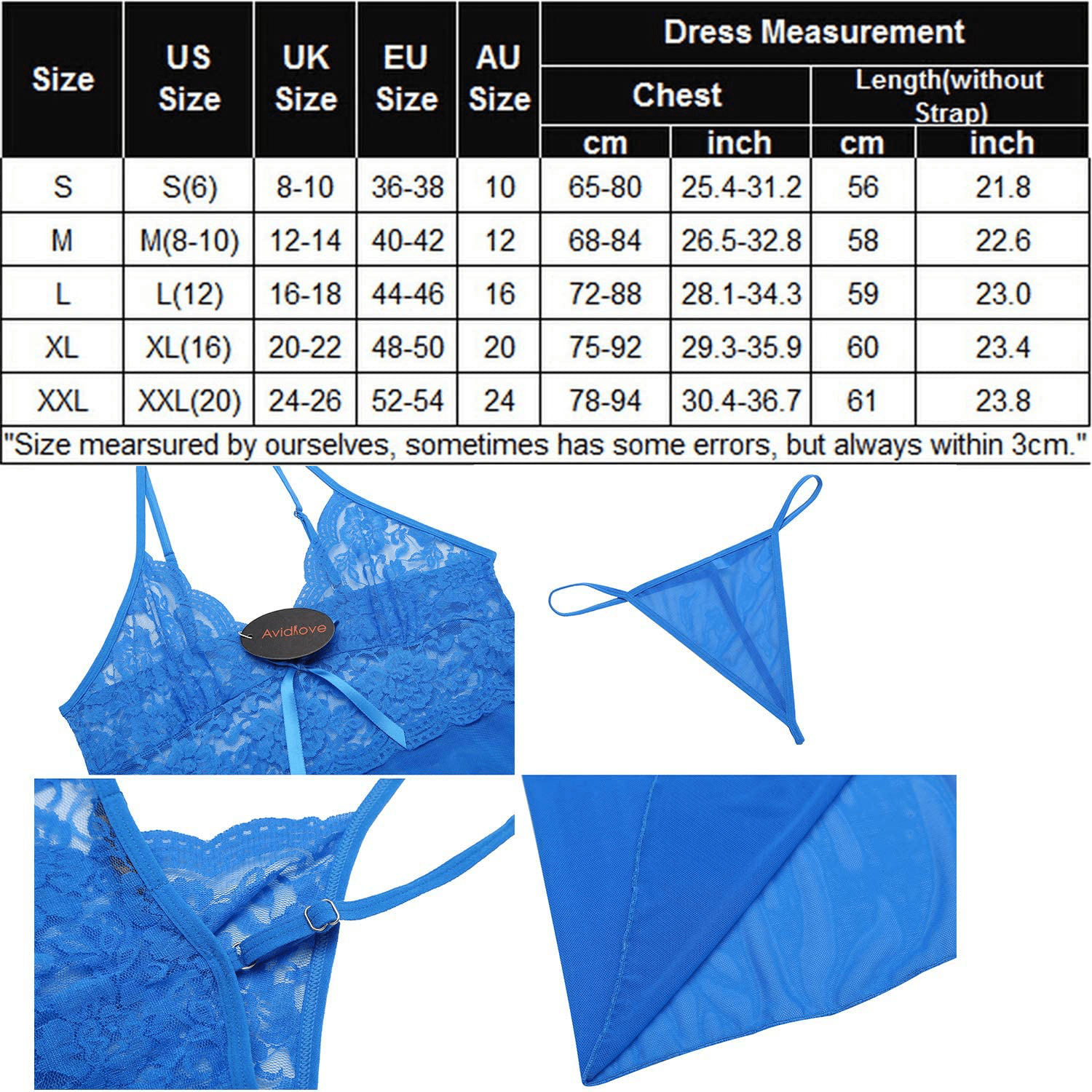 Avidlove Women Lingerie Lace Babydoll Strap Chemise Halter Teddy V Neck Sleepwear Apparel & Accessories > Clothing > Underwear & Socks > Lingerie Kylie Max   