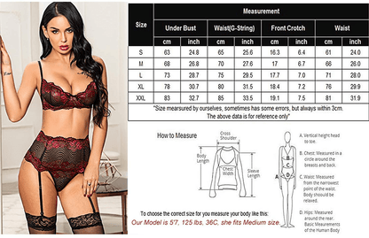 Avidlove Women Lingerie Set with Garter Belts Sexy Bra and Panty Underwire Lingerie Sets Apparel & Accessories > Clothing > Underwear & Socks > Lingerie Kylie Max   