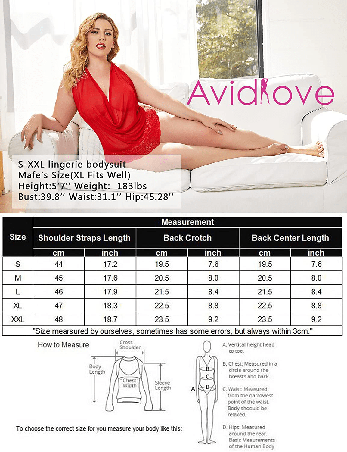 Avidlove Women Sexy Lingerie Teddy One Piece Lace Halter Babydoll Bodysuit Apparel & Accessories > Clothing > Underwear & Socks > Lingerie Kylie Max   