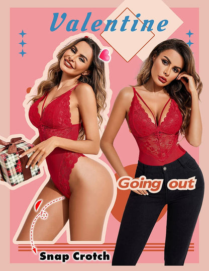 Avidlove Womens Snap Crotch Lingerie Lace Teddy One Piece Babydoll Sexy Mini Bodysuit