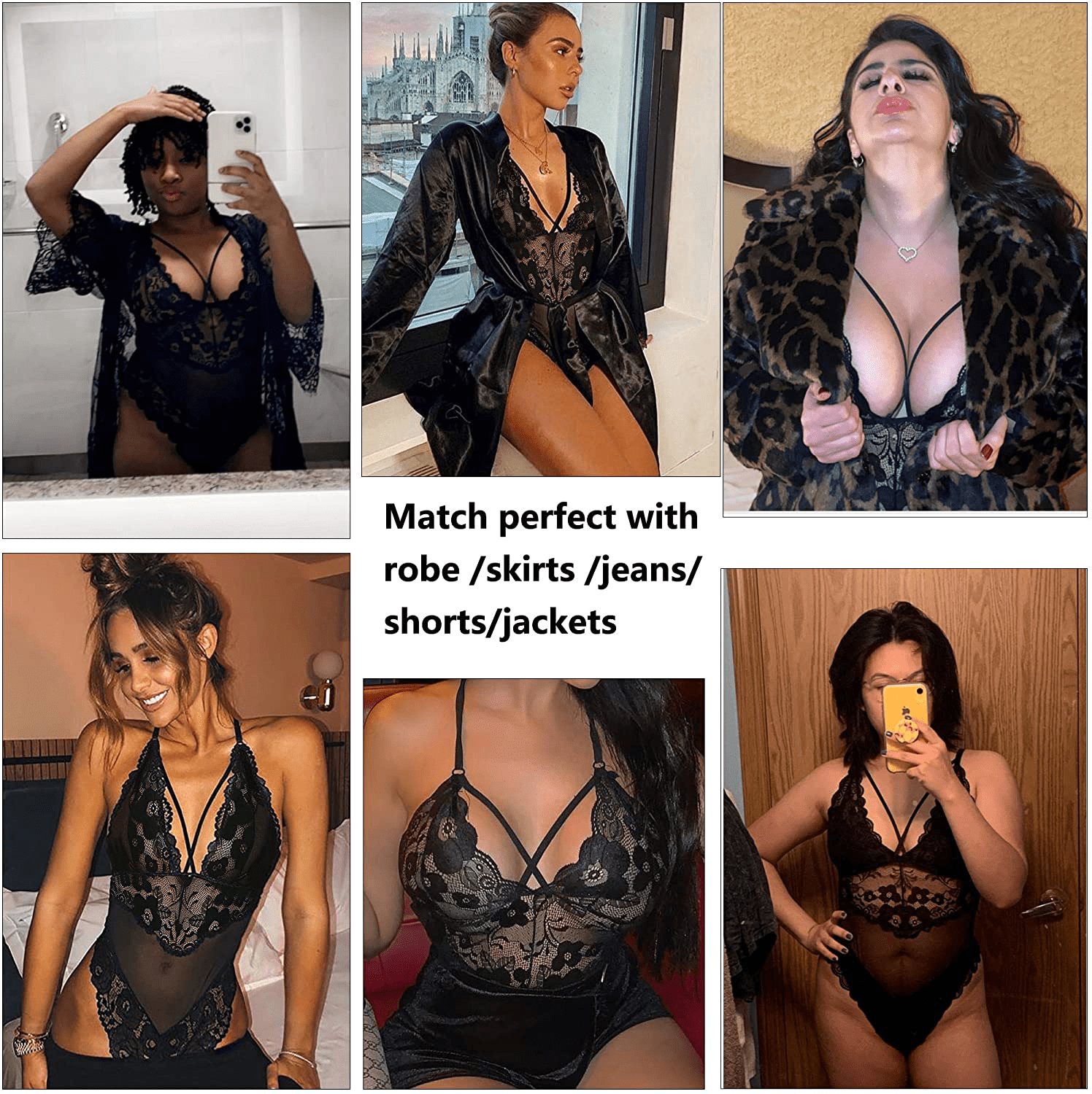 Avidlove Womens Snap Crotch Lingerie Lace Teddy One Piece Babydoll Sexy Mini Bodysuit Apparel & Accessories > Clothing > Underwear & Socks > Lingerie Avidlove   