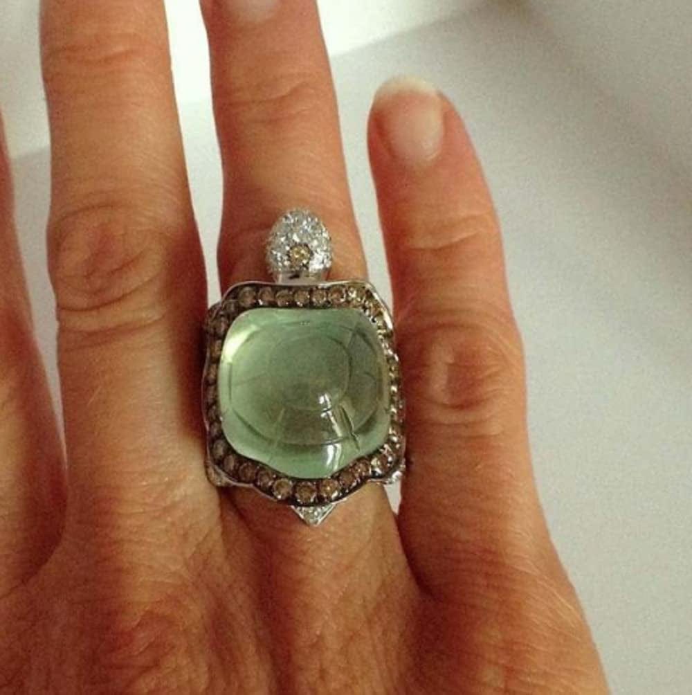 Awmnjtmgpw 925 Sterling Silver Ice Emerald Lovely Little Turtle Innovative Design Beach Wave Vacation Wave Ring Women'S Precious Jewelry Size 5-11 (Size 10)