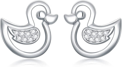 Axolotl/Snake/Frog/Sloth/Guinea Pig/Rhinoceros925 Sterling Silver Animal Studs… Duck