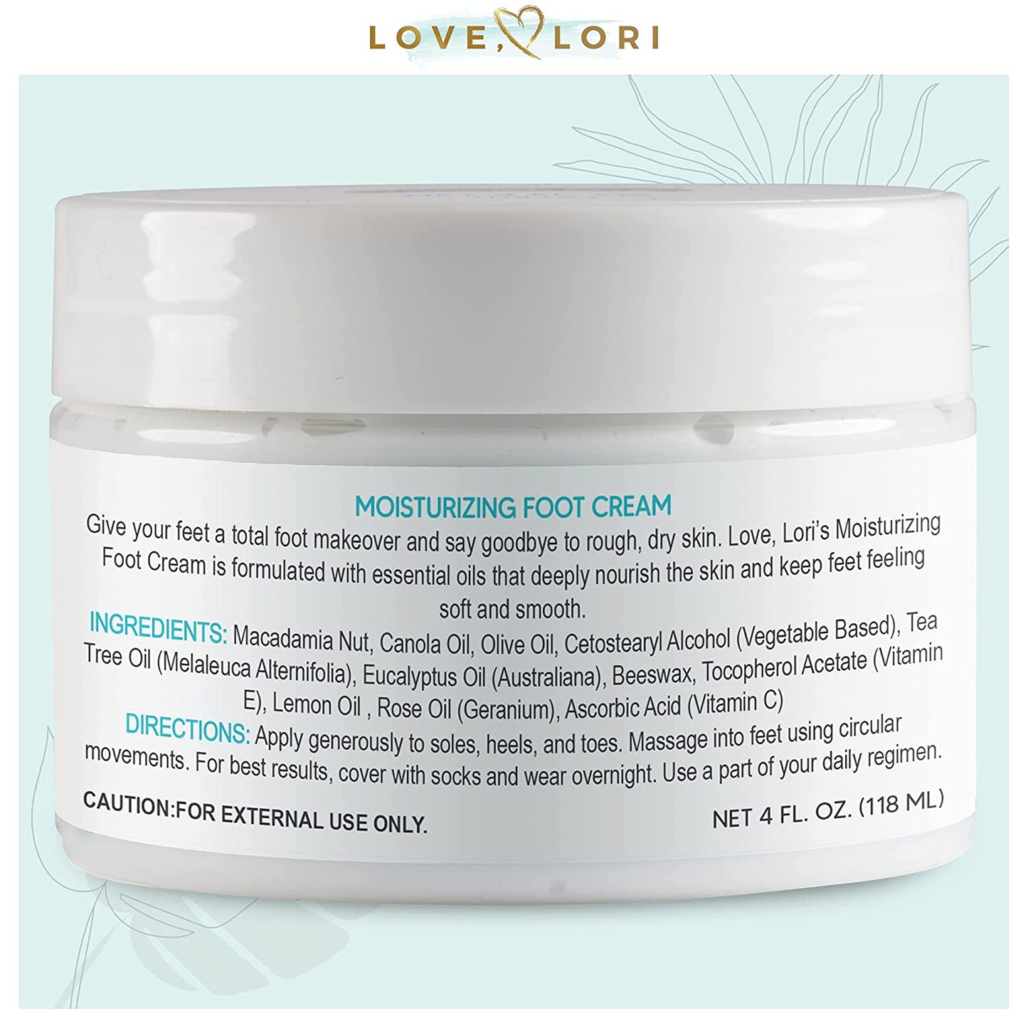 Foot Cream for Dry Cracked Feet 4 Oz. Foot Lotion by Love Lori - Foot Moisturizer & Heel Cream - Foot Repair Cream for Cracked Feet Treatment W/ Tea Tea Oil & Lemongrass - Foot Care for Women Health & Beauty > Personal Care > Foot Care LOVE, LORI   