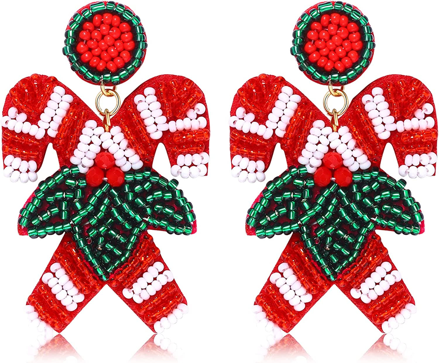 Christmas Earrings for Women Christmas Bead Dangle Earrings Bohemia Handmade Colorful Seed Beaded Drop Earrings Christmas Gifts for Women Girls Apparel & Accessories > Jewelry > Earrings JERTOCLE Christmas Earring C  
