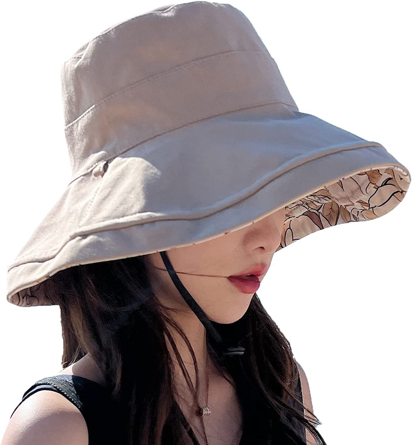 Farodor Women'S Packable Reversible Bucket Hat UV Sun Protection Wide Brim Summer Beach Cap Apparel & Accessories > Clothing Accessories > Hats FaroDor 4apricot  