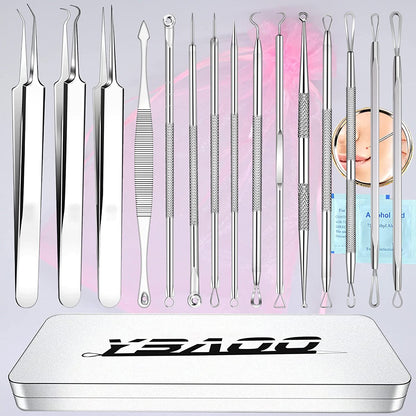 Pimple Popper Tool Kit 11 Pcs, Ybaoo Blackhead Remover Pimple Extractor Tools with Metal Case for Quick and Easy Removal of Blackheads,Pimples,Whiteheads,Zit Popper,Forehead,Facial and Nose (Black) Health & Beauty > Personal Care > Cosmetics > Cosmetic Tools > Skin Care Tools Ybaoo 18.0 18 Count (Pack of 1) 