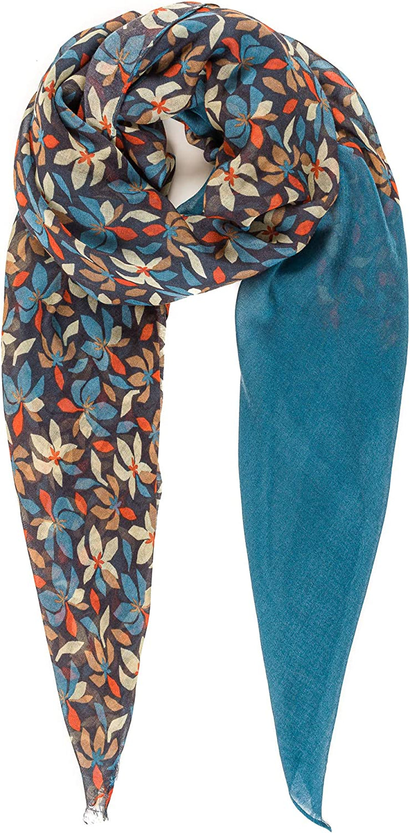 Scarf for Women Lightweight Geometric Fashion Spring Fall Winter Scarves Shawl Wraps Apparel & Accessories > Clothing Accessories > Scarves & Shawls MELIFLUOS DESIGNED IN SPAIN Madrid Collection 2 - Geometric Design Blue Floral  