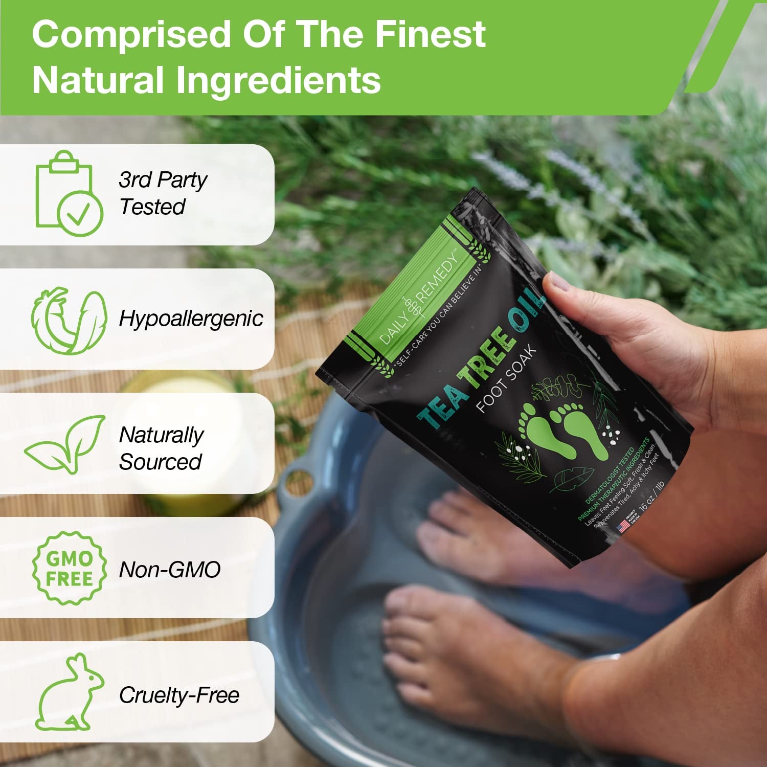 DAILY REMEDY Foot Soak Salts- Variety Pack of 4- Tea Tree Oil, Muscle Relief, Calming Lavender & Citrus Soak- for Foot Pain, Soreness, Athlete’S Foot, Odors, Calluses-Made in USA Health & Beauty > Personal Care > Foot Care DAILY REMEDY   