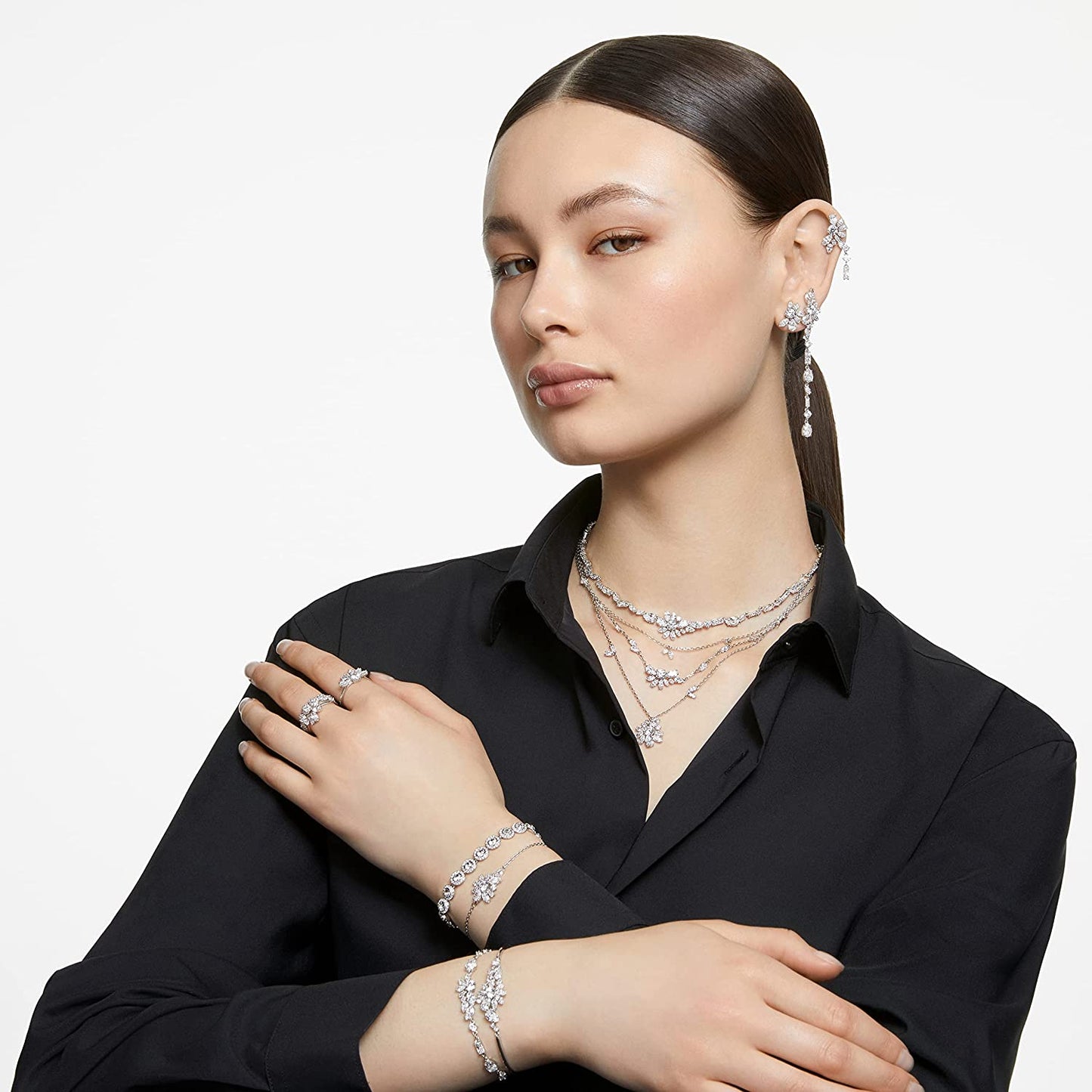 Swarovski Angelic Crystal Jewelry Collection, Rhodium Tone Finish, Blue Crystal, Pink Crystal, Clear Crystal Apparel & Accessories > Jewelry > Bracelets SWAROVSKI   