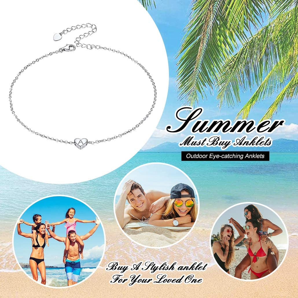 Silvora Sterling Silver Initial Anklets for Women, Teen Girls Foot Ankle Bracelet Letter Alphabet Anklets-Adjustable Chain with Gift Packaging Apparel & Accessories > Jewelry > Anklets Silvora   