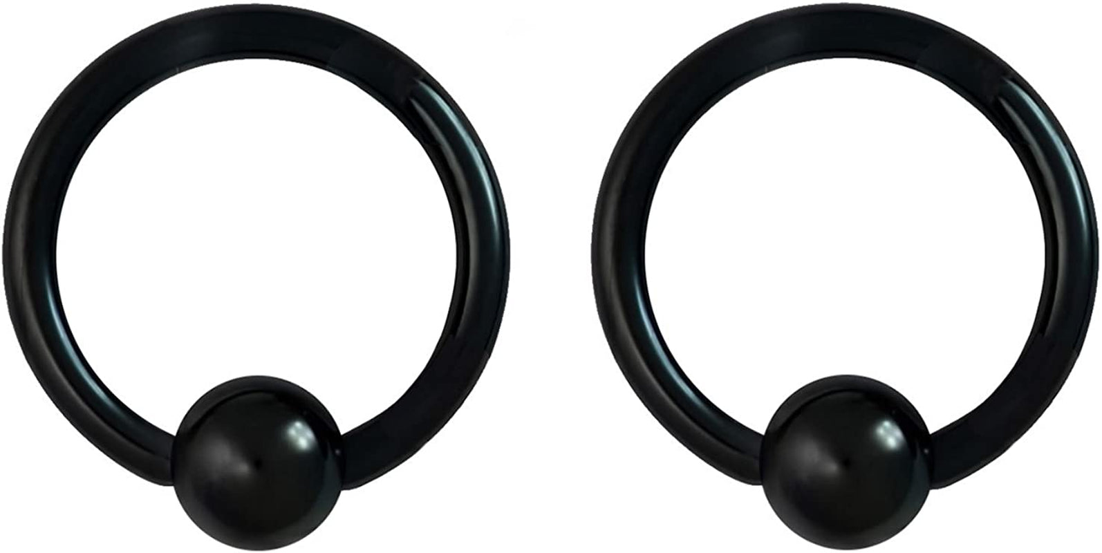 Forbidden Body Jewelry 316L Surgical Steel Captive Bead Piercing Hoop (Pair) 10G 12G 14G 16G 18G 20G, Diameter 6 to 12Mm Black and Rainbow Apparel & Accessories > Jewelry > Rings Forbidden Body Jewelry Black: 14g, 10mm  