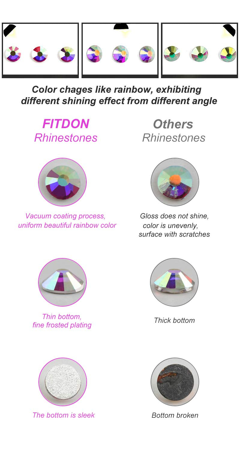 FITDON 3200Pcs Flat Back round Crystal AB Rhinestones Iridescent Glass Charms Nail Stones Gems with Pick up Tweezers Rhinestones Picking Pen Dual-Use Brush Dotting Tools Health & Beauty > Personal Care > Cosmetics > Cosmetic Tools > Nail Tools FITDON   