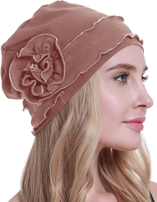 Osvyo Chemo Headwear Turban Cap for Women - Cancer Beanie Hair Loss Sealed Packaging Apparel & Accessories > Clothing Accessories > Headwear osvyo Cotton Almond Pink One Size 