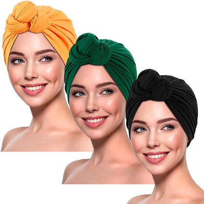 DANMY Women'S Beanie Turban Hats, Indian Hats Headscarves, Beanie Hats for Women,Turban for Women Apparel & Accessories > Clothing Accessories > Headwear DANMY 3pcs-yellow/Green/Black  