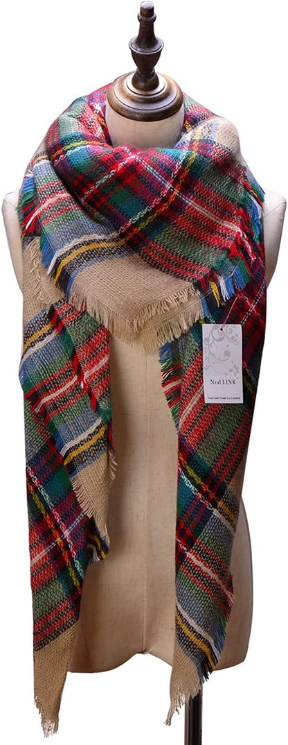 Neal LINK Women'S Plaid Scarf Blanket Wrap Warm Tartan Checked Shawl Tartan Scarves Pashmina Cape Apparel & Accessories > Clothing Accessories > Scarves & Shawls Neal LINK   