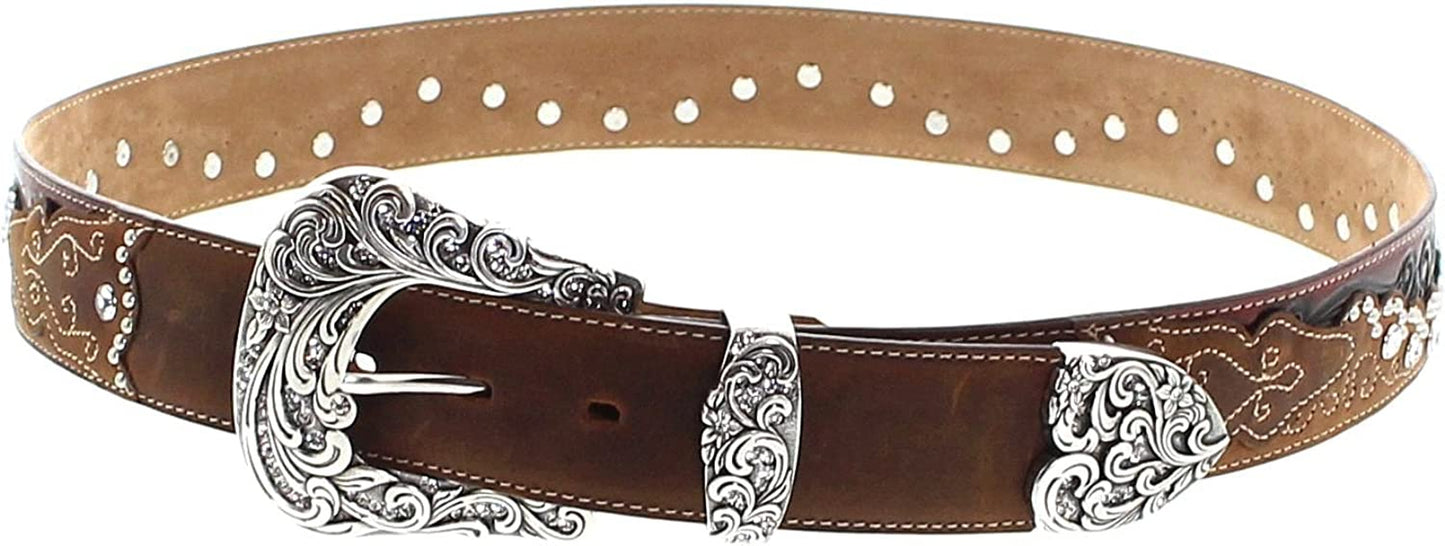 Tony Lama Brown Kaitlyn Crystal Belt C50499 Apparel & Accessories > Clothing Accessories > Belts Tony Lama   