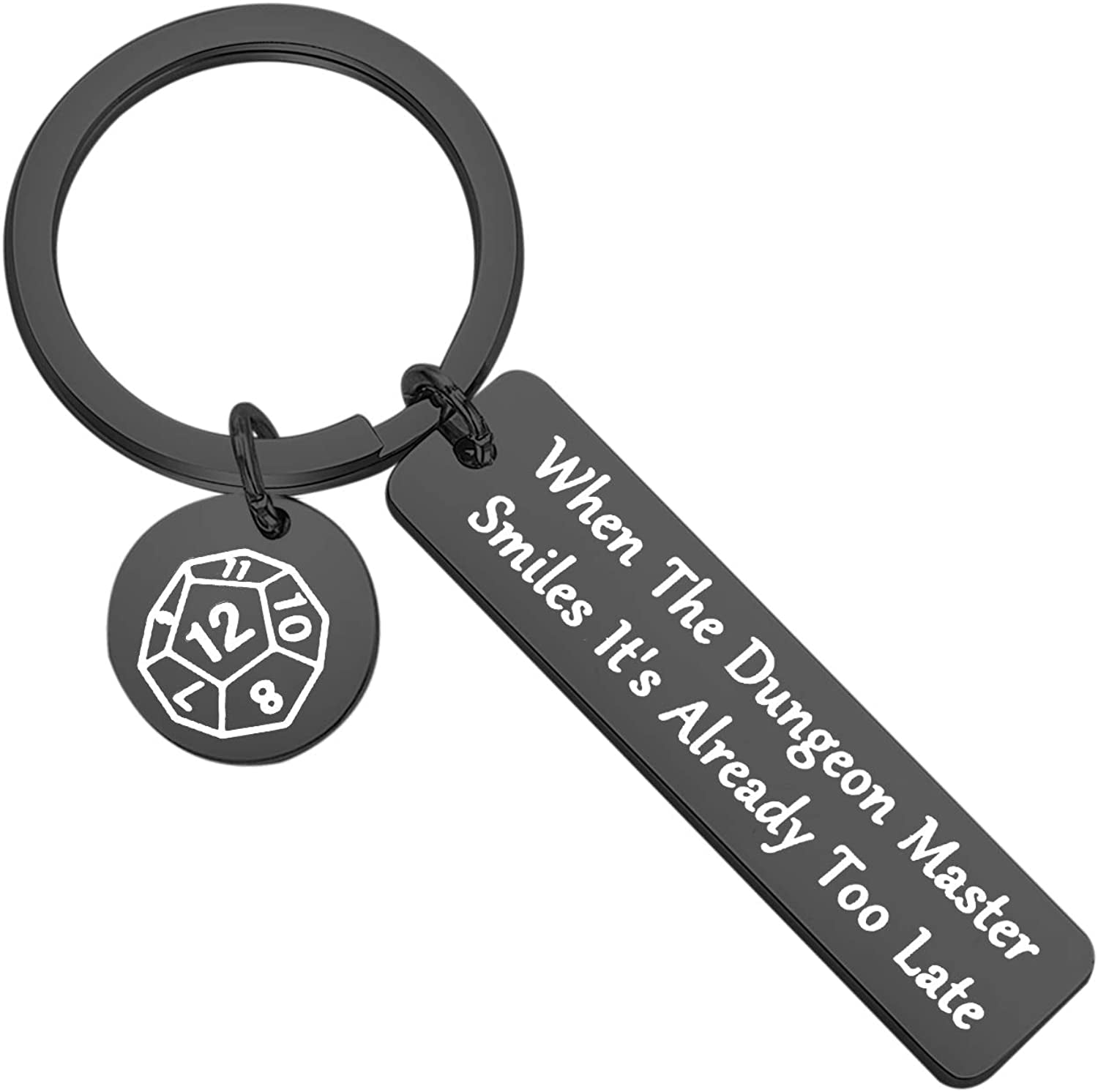 ENSIANTH When the Dungeon Master Smiles It'S Already Too Late Keychain Dungeon Gift Funny DND Gifts Apparel & Accessories > Jewelry > Necklaces ENSIANTH Dungeon Master-black Key  
