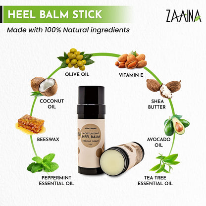 Heel Balm Stick 100% Natural, Miracle Foot Cream for Fast Relief, Intensive Moisturizing Foot Care Therapy Heel Balm for Dry, Cracked Heels, Feet, Elbow, Knees, Pedicures, Natural Foot Care 2 Ounce by ZAAINA Health & Beauty > Personal Care > Foot Care Zaaina   