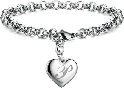Heart Initial Charm Bracelets for Teen Girls Letters Alphabet Bracelet Jewelry for Girls Gifts for Teenage Girls Apparel & Accessories > Jewelry > Bracelets Monily P  