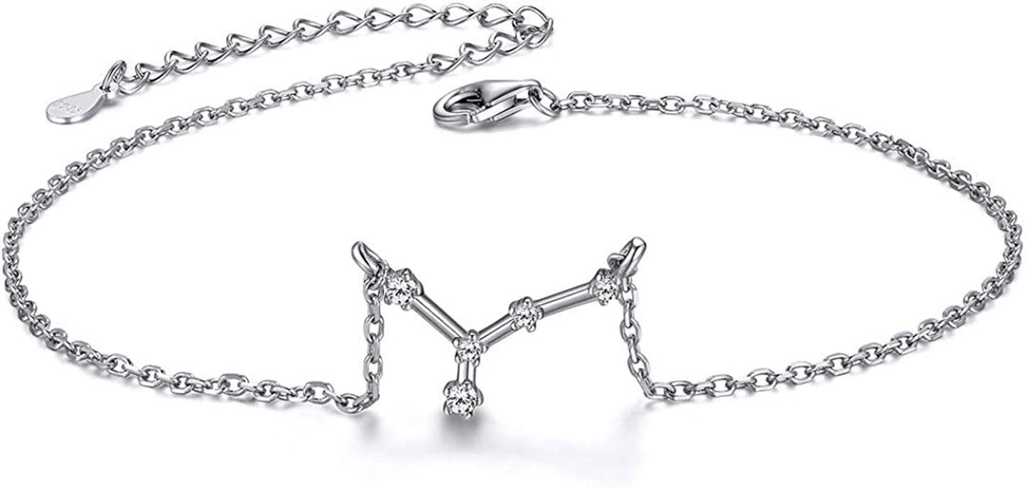 Chicsilver 12 Constellation Zodiac Anklet for Women Girls Sterling Silver Cubic Zirconia Horoscope Ankle Bracelets, 8"-10" Adjustable(With Gift Box) Apparel & Accessories > Jewelry > Anklets ChicSilver Jewelry Cancer (Jun 21 - Jul 22)  