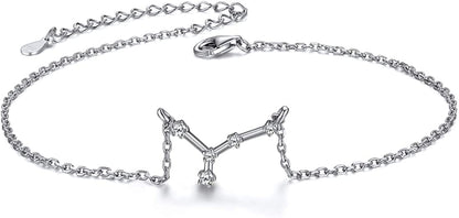 Chicsilver 12 Constellation Zodiac Anklet for Women Girls Sterling Silver Cubic Zirconia Horoscope Ankle Bracelets, 8"-10" Adjustable(With Gift Box) Apparel & Accessories > Jewelry > Anklets ChicSilver Jewelry Cancer (Jun 21 - Jul 22)  