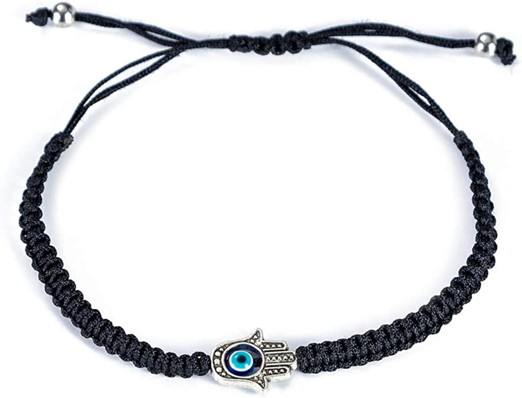 Handmade String Evil Eye Bracelet for Women Men Girls Boys Black Red Thread Adjustable Bracelets Minimalist Jewelry Apparel & Accessories > Jewelry > Bracelets kelistom 01. black hand  