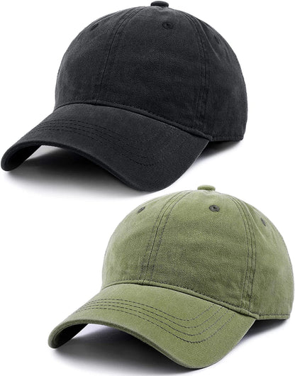 Men and Women Vintage Washed Distressed Cotton Baseball Cap Plain Blank Adjustable Classic Baseball Hat Cap Apparel & Accessories > Clothing Accessories > Hats KYLIE MAX   