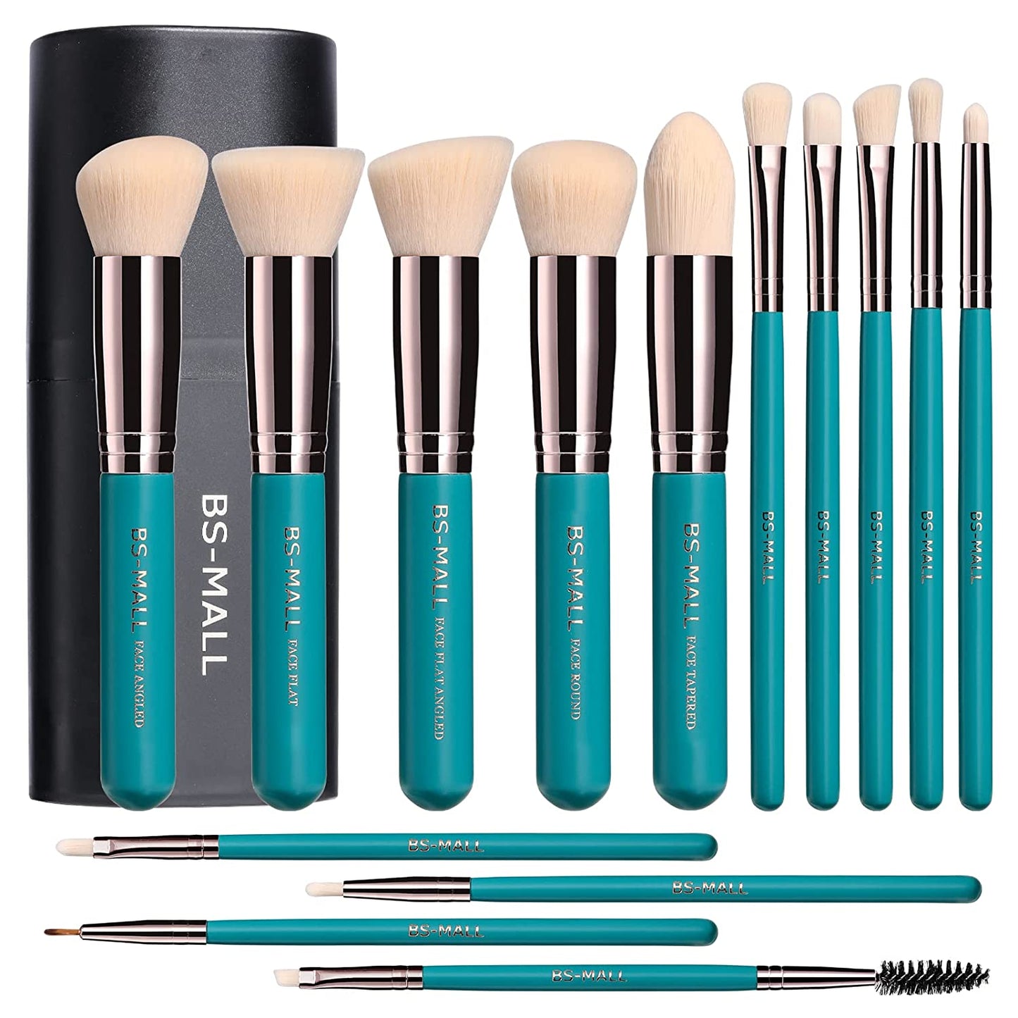 Makeup Brushes BS-MALL Premium Synthetic Foundation Powder Concealers Eye Shadows Makeup 14 Pcs Brush Set (A-Rose Golden) Health & Beauty > Personal Care > Cosmetics > Cosmetic Tools > Makeup Tools BS-MALL E-Green  