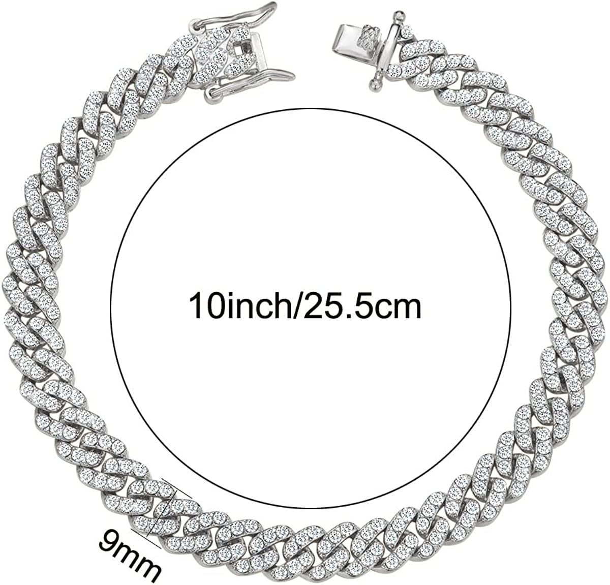 Cuban Link Anklets for Women plus Size Large Ankle Bracelets Gold Silver Rhinestone Diamond Bling Anklets Women 9 10 Inch Apparel & Accessories > Jewelry > Anklets BLBLJERY   