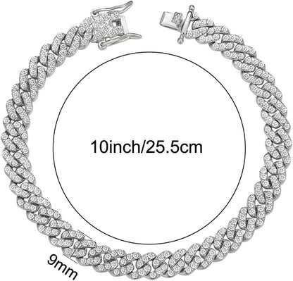 Cuban Link Anklets for Women plus Size Large Ankle Bracelets Gold Silver Rhinestone Diamond Bling Anklets Women 9 10 Inch Apparel & Accessories > Jewelry > Anklets BLBLJERY   