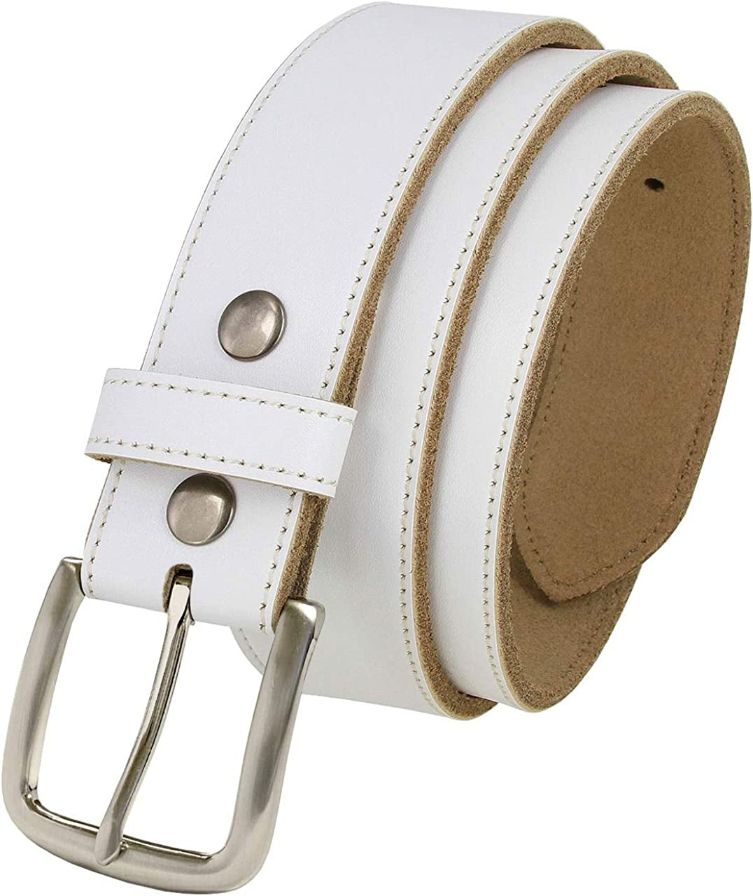 White Belt Cowhide Leather Replacement Casual Belt Strap 1-1/2"(38Mm) Wide, Multi-Style Options Apparel & Accessories > Clothing Accessories > Belts Belts.com 02 Nickel Brushed 30 