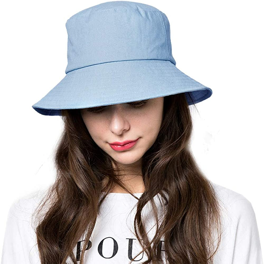 Bucket Hats for Women Sun Beach Hat Teens Girls Wide Brim Summer Fisherman'S Caps UPF 50+ Apparel & Accessories > Clothing Accessories > Hats KYLIE MAX A6-water Blue  