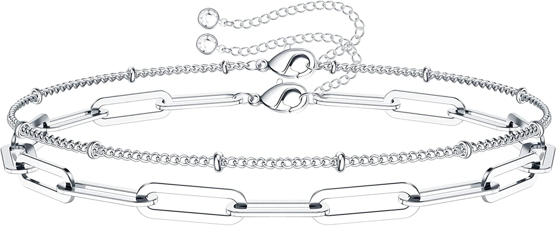 Dainty Gold Bracelets for Women, 14K Gold Filled Adjustable Layered Bracelet Cute Evil Eye Oval Chain Pearl Bar Turtle Gold Bracelets for Women Jewelry Apparel & Accessories > Jewelry > Bracelets Turandoss Beads Chain&Oval chain-S925 Sterling Silver Over  