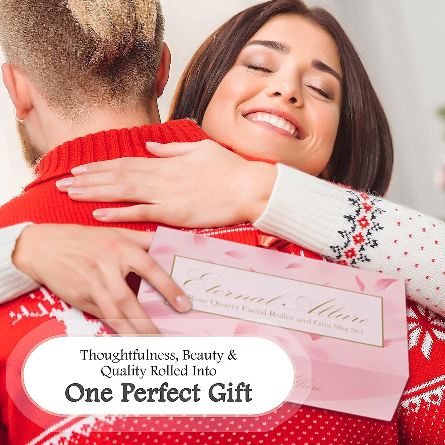 Rose Quartz Face Roller & Gua Sha | Eternal Allure 3-In-1 Jade Roller with Detailed Instructions Guide, Self Care Tools for Puffy Eyes, Face, Neck, Lymphatic Drainage, Fine Lines and Wrinkles - Includes Travel Pouch plus Mini Gua Sha Health & Beauty > Personal Care > Cosmetics > Cosmetic Tools > Skin Care Tools Eternal Allure   