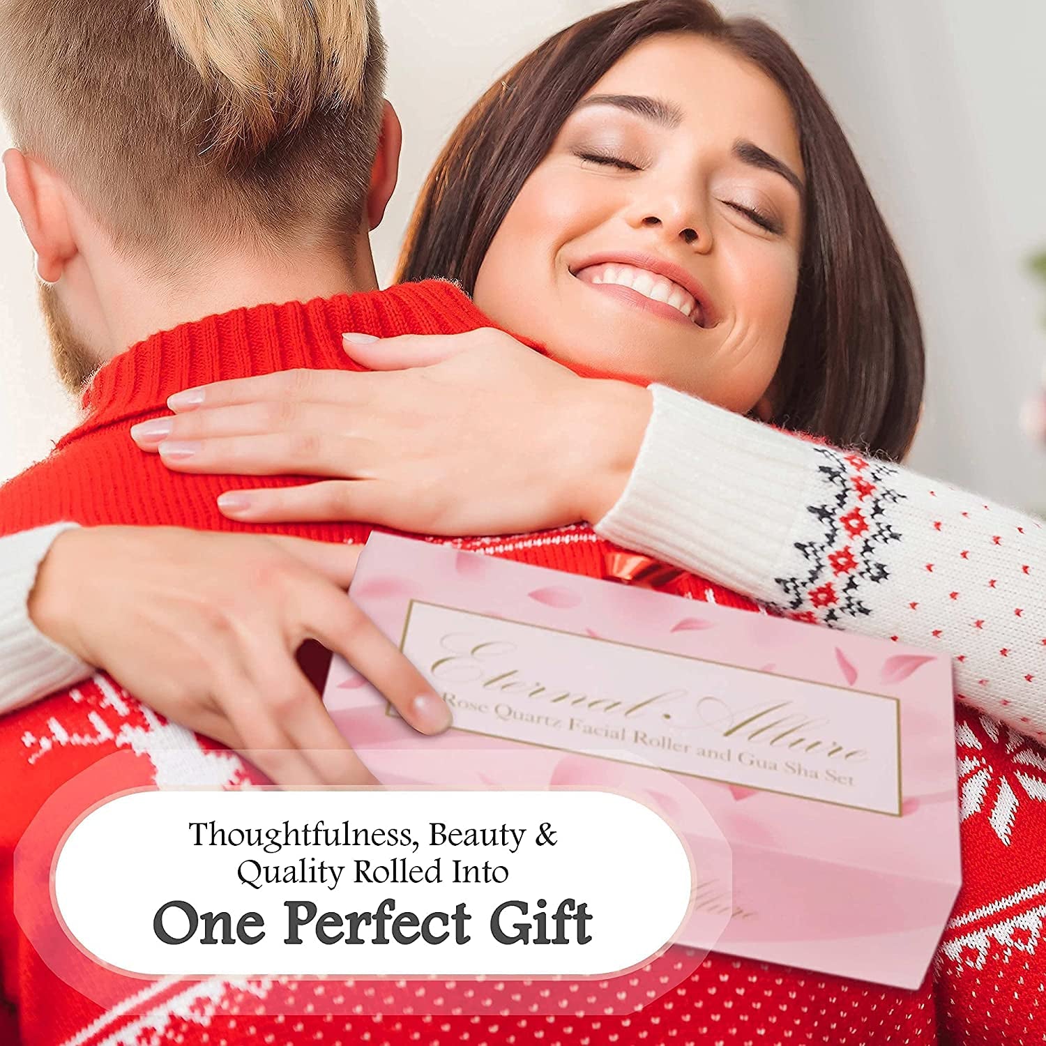Rose Quartz Face Roller & Gua Sha | Eternal Allure 3-In-1 Jade Roller with Detailed Instructions Guide, Self Care Tools for Puffy Eyes, Face, Neck, Lymphatic Drainage, Fine Lines and Wrinkles - Includes Travel Pouch plus Mini Gua Sha Health & Beauty > Personal Care > Cosmetics > Cosmetic Tools > Skin Care Tools Eternal Allure   