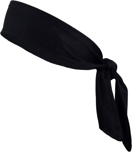 Kenz Laurenz Headbands Tie on Headband for Women Men Running Athletic Hair Head Band Elastic Sports Sweat Basketball Sweatband Stetchy Yoga Workout Sweatbands Adjustable Non-Slip Moisture Wicking Apparel & Accessories > Clothing Accessories > Bandanas & Headties Kenz Laurenz Black  