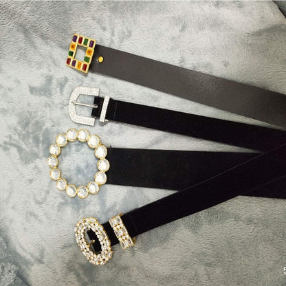 Fashion Designer Belts for Women,Leather Belts for Jeans Dress Pants with Gorgeous Crystal Buckle,Statement Gift for Women Apparel & Accessories > Clothing Accessories > Belts Aidyfeso   