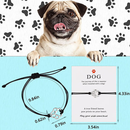 Puppy Dog Bracelet for Women Men Friendship Gift for Best Friends Couples Dog Memorial Gift Adjustable String Paw Print Charm Pet Bracelet for Women Men Girls Boys Dog Lover Dog Loss Sympathy Gift Apparel & Accessories > Jewelry > Bracelets Plwelth   