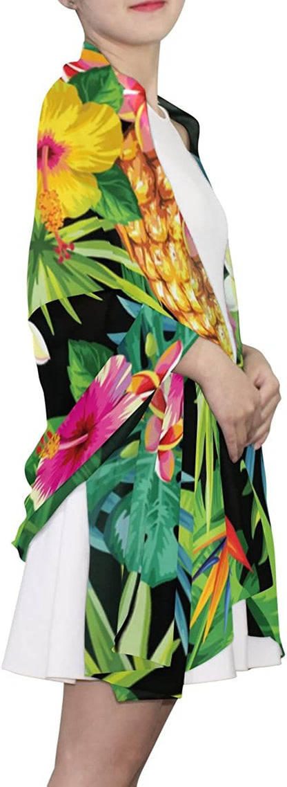 U LIFE Vintage Tropical Plants Pineapple Silk Scarf Scarves for Women Apparel & Accessories > Clothing Accessories > Scarves & Shawls ALAZA   