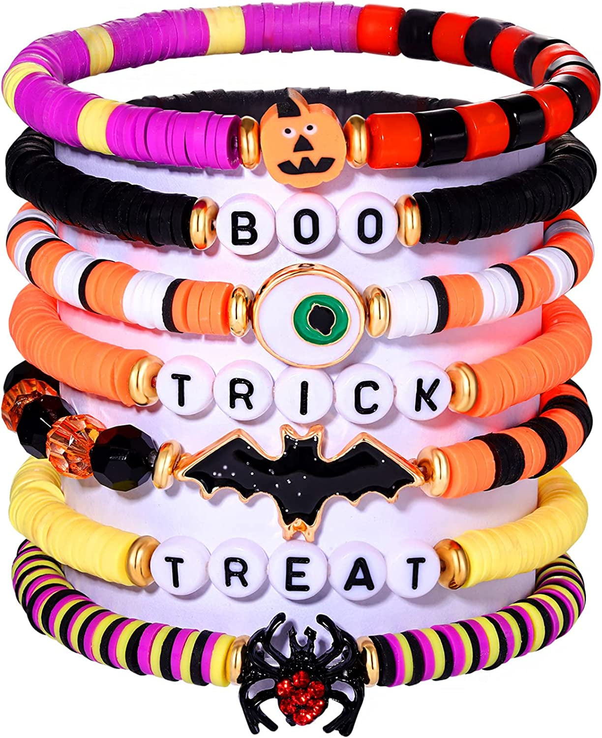 Surfer Heishi Bracelets for Women Stackable Rainbow Vinyl Disc Clay Beaded Stretch Bracelets Elastic Layering Friendship Bracelets Boho Summer Beach Jewelry Apparel & Accessories > Jewelry > Bracelets XOCARTIGE Halloween 2  