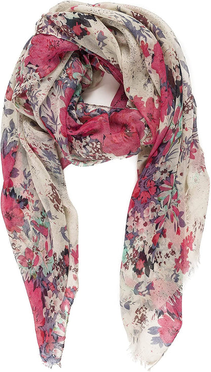 Scarf for Women Lightweight Floral Flower Scarves for Spring Spring Fall Winter Shawl Wrap Apparel & Accessories > Clothing Accessories > Scarves & Shawls MELIFLUOS DESIGNED IN SPAIN Barcelona Collection 1 - Red Floral  