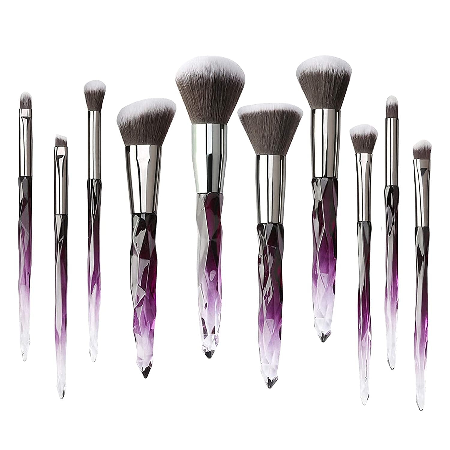 Kingtree Makeup Brush Set 10 PCS Crystal Makeup Brushes, Premium Synthetic Bristles Powder Foundation Blush Concealer Eye Shadow Eyeliner Eyebrow Brushes for Girls Ideal Beauty Tool for Women Health & Beauty > Personal Care > Cosmetics > Cosmetic Tools > Makeup Tools Kingtree C  