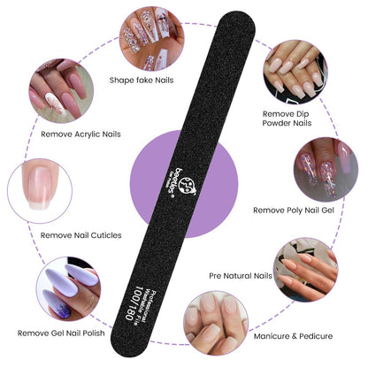 Beetles 10 PCS Professional Nail File Set, Double Sided Emery Board 100/180 Grit Nail Files Manicure Tools Kit for Home and Salon Use ,Acrylic False Nails Health & Beauty > Personal Care > Cosmetics > Cosmetic Tools > Nail Tools beetles Gel Polish   